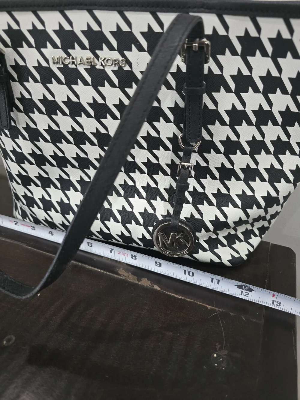 Michael Kors Black & White Houndstooth Tote Bag
